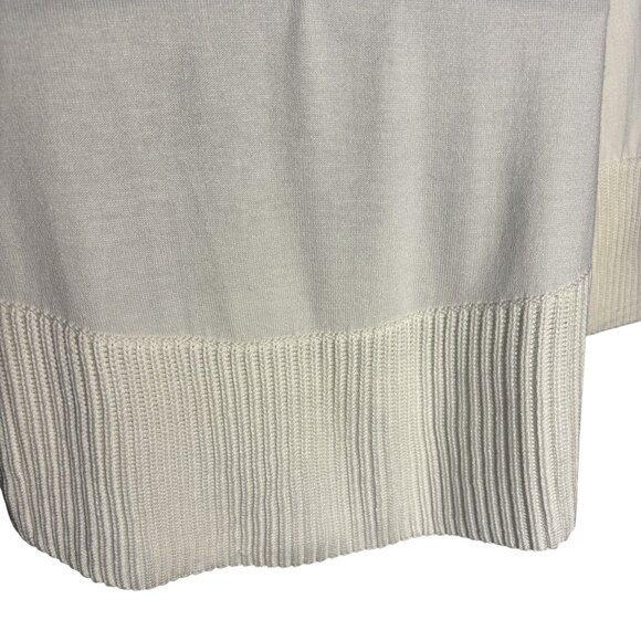 Joan Vass Ribbed Hem Open Front Cardigan Large Acrylic Rayon Blend White - Picture 7 of 12